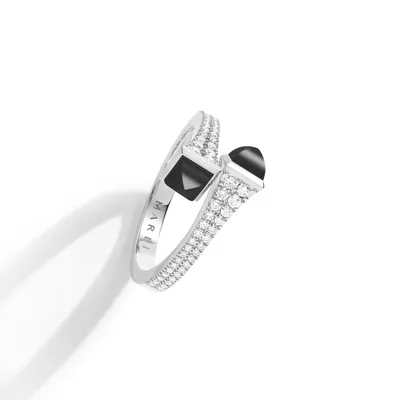 Bague Marli New York Cleo en Or blanc avec Onyx noir