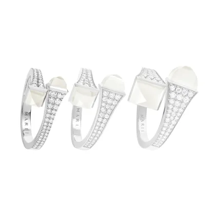 Bague Marli New York Cleo en Or blanc avec Onyx noir