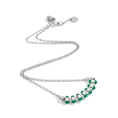 Collier Marli New York Tip-Top en Or blanc avec Agate Verte