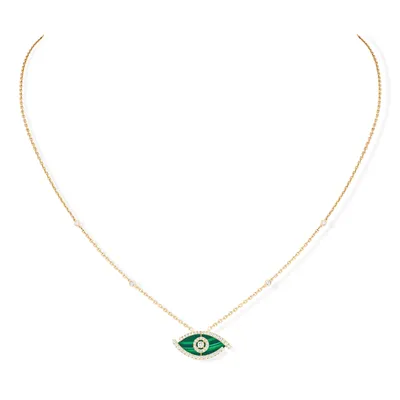 Collier Lucky Eye Or Jaune Diamants et Machite
