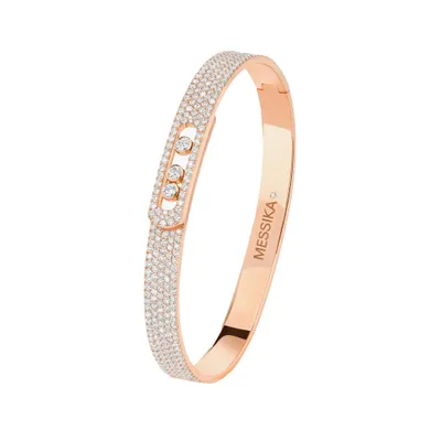 Bracelet Jonc Diamant Or Rose Move Noa Full Pavé M