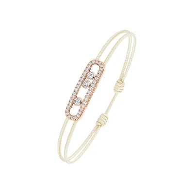 Bracelet Cordon Messika Care(s) Pavé Diamant Crème en Or Rose
