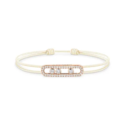 Bracelet Cordon Messika Care(s) Pavé Diamant Crème en Or Rose