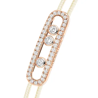 Bracelet Cordon Messika Care(s) Pavé Diamant Crème en Or Rose