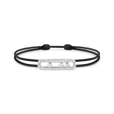 Bracelet Cordon Messika Care(s) Pavé Diamant Noir en Or Blanc