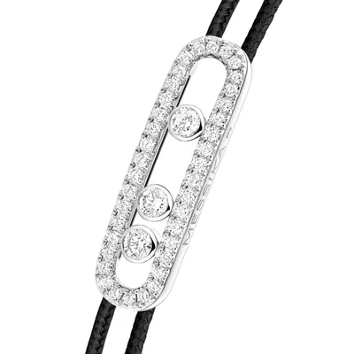 Bracelet Cordon Messika Care(s) Pavé Diamant Noir en Or Blanc