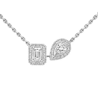 Collier Messika My Twin Toi & Moi, or blanc, diamants