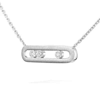 Collier Messika Move Classique Ciselé, or blanc et diamants