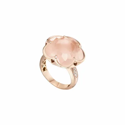 Bague Pasquale Bruni Bon Ton en or rose, quartz rose et diamants blancs