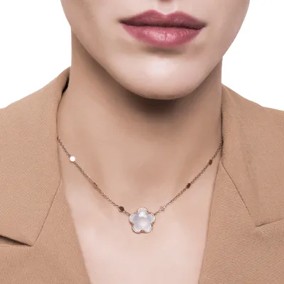 Collier Pasquale Bruni Bon Ton en Or Rose avec Quartz Laiteux et Diamant