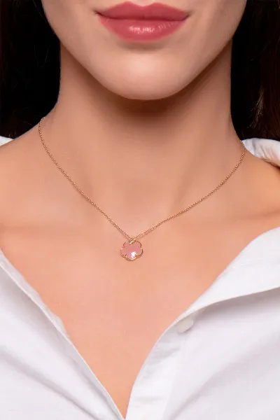 Collier Pasquale Bruni Petit Joli en or rose, calcédoine rose et diamants