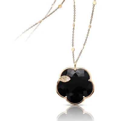 Collier Pasquale Bruni Ton Joli en Or Rose avec Onyx et Diamants