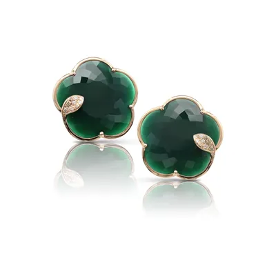 Boucles d'oreilles Pasquale Bruni Ton Joli en Or Rose avec Agate Verte et Diamants