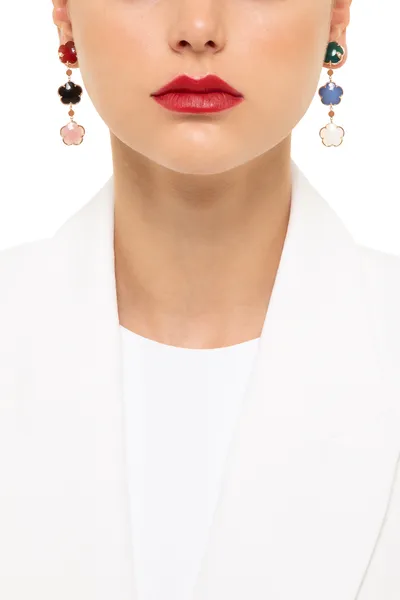 Boucles d'oreilles Pasquale Bruni Bouquet Petit Joli en Or Rose avec Gemmes Colorées et Diamants