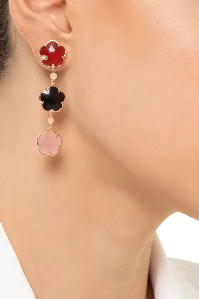 Boucles d'oreilles Pasquale Bruni Bouquet Petit Joli en Or Rose avec Gemmes Colorées et Diamants