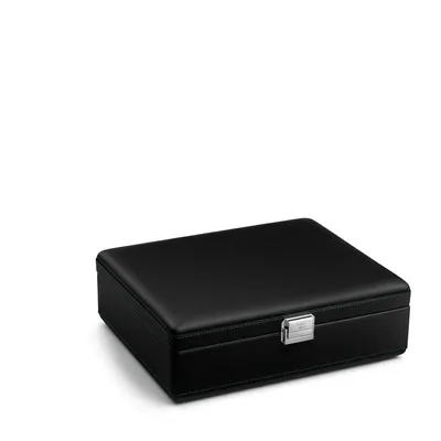 Coffret à montres Scatola del Tempo Valigetta 8, cuir noir et bleu Tiffany