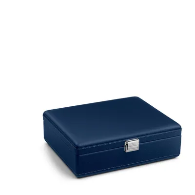 Coffret à montres Scatola del Tempo Valigetta 8, cuir Bleu de Minuit, Crème