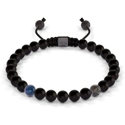 Bracelet Shamballa Jewels en or blanc, rhodié noir, céramique, diamants, saphir et onyx