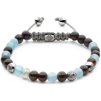 Bracelet Shamballa Jewels en or blanc, céramique, diamants, aigue-marine et pierres de lunes