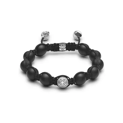 Bracelet Shamballa Jewels en or blanc, céramique, diamants et onyx