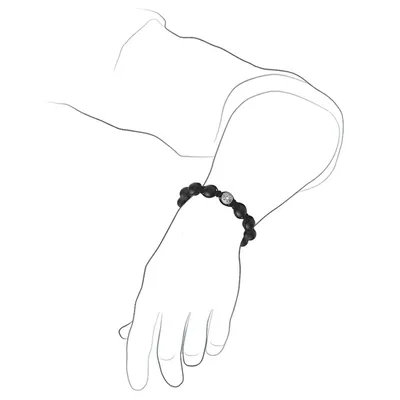 Bracelet Shamballa Jewels en or blanc, céramique, diamants et onyx