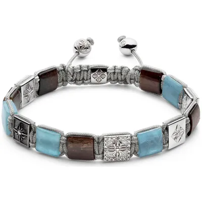 Bracelet Shamballa Jewels en or blanc, diamants, saphirs et aigue-marine