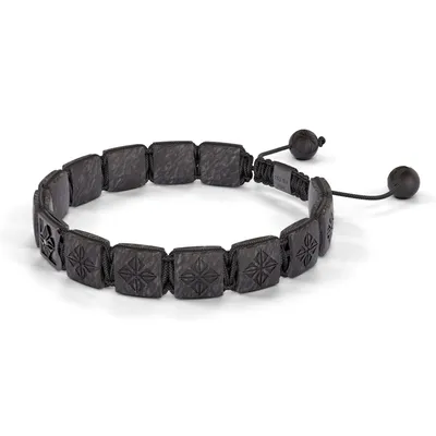 Bracelet LOCK 10mm cordon gris charbon XL