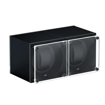 Remontoir SwissKubik 2 Montres Aluminium Noir Masterbox avec 2 Vitre protectrice simple