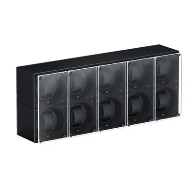 Remontoir SwissKubik 9 Montres Aluminium Noir Masterbox avec 2 Vitre protectrice simple