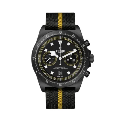 Montre PELAGOS FXD CHRONO Cycling Edition Yellow, Bracelet tissu noir/jaune, Cadran noir mat