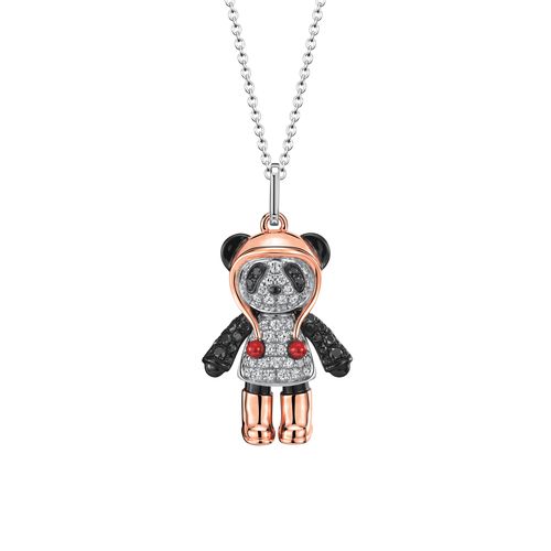 Collier Guimi Qeelin Bo Bo en or blanc et rose 18K avec diamants et HyCeram®