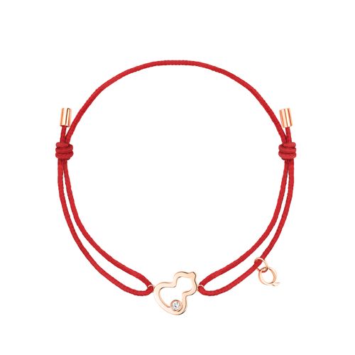 Bracelet Cordon Qeelin Wulu en Or Rose avec Diamants