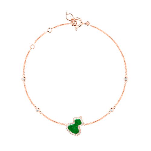 Bracelet Qeelin Wulu Petit modèle en or rose avec diamants et jade
