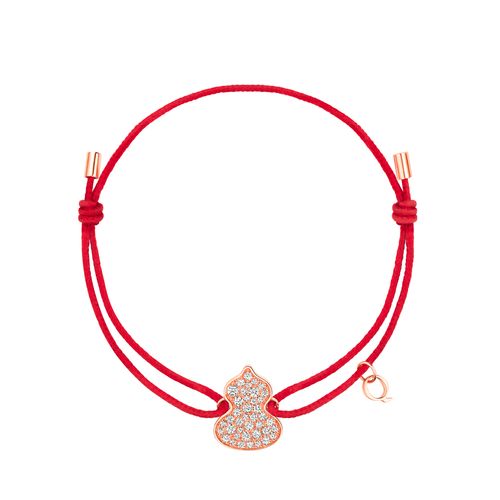 Bracelet Qeelin Wulu en Or Rose avec Diamants sur Cordon Rouge