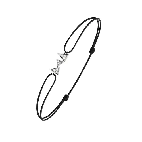 Bracelet Cordon CAPTURE ME Or blanc 3 triangles full serti diamants blancs - AKILLIS