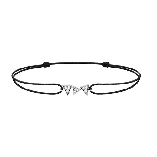 Bracelet Cordon CAPTURE ME Or blanc 3 triangles full serti diamants blancs - AKILLIS