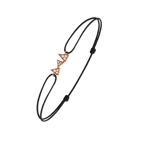 Bracelet Cordon CAPTURE ME Or rose 3 triangles full serti diamants blancs - AKILLIS