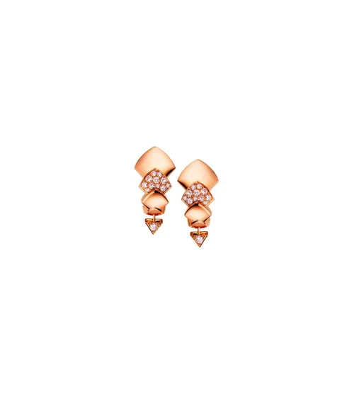 Boucles d'Oreilles PYTHON or rose semi pavées diamants - AKILLIS