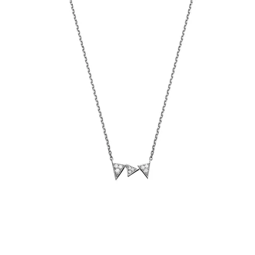 Collier CAPTURE ME Or blanc 3 triangles full pavé diamants - AKILLIS