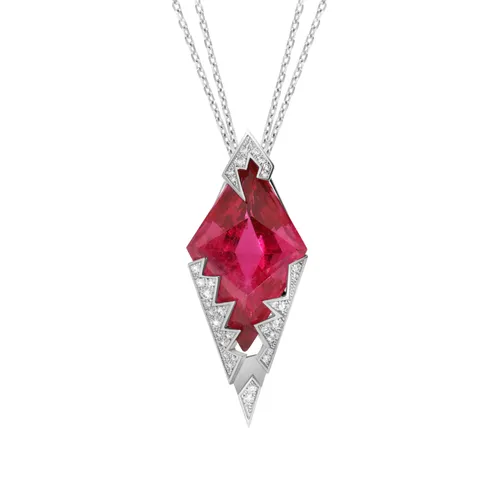 Pendentif CAPTURE IN COLORS Tourmaline rouge losange et Diamants - AKILLIS