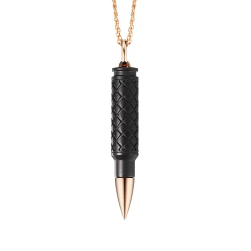 Pendentif Akillis sur chaîne cross Fatal Attraction en titane dlc noir pointe en or rose - AKILLIS