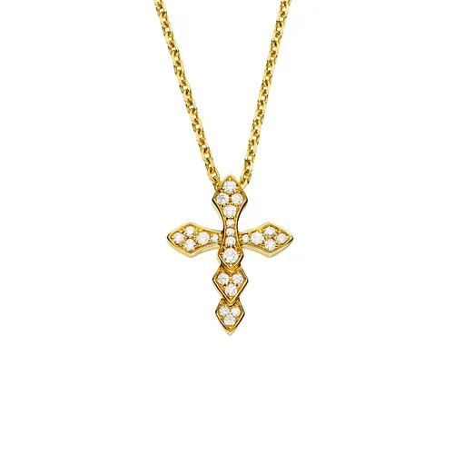 Pendentif Croix PM PYTHON Or jaune full pavé diamants blancs - AKILLIS