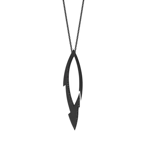 Pendentif TATTOO GM titane et argent DLC noir Semi pavé diamants noirs - AKILLIS