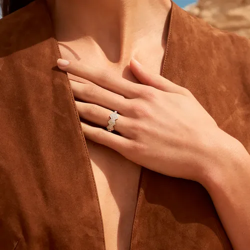 Bague Tatou PYTHON or rose semi pavée diamants - AKILLIS