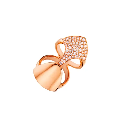 Bague Armure PYTHON or rose semi pavée diamants - AKILLIS