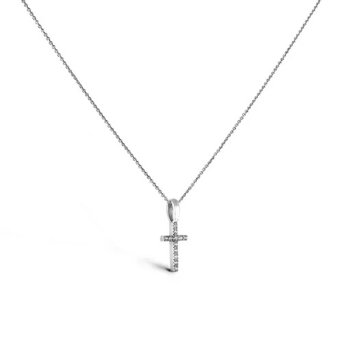 Croix Arthus Bertrand Fil Carré Or Blanc et Diamants - ARTHUS BERTRAND