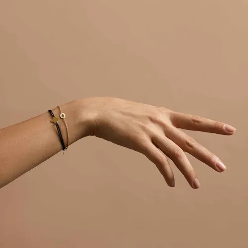Bracelet Cordon Arthus Bertrand Or Jaune Croix Trèfle - M - Noir - ARTHUS BERTRAND