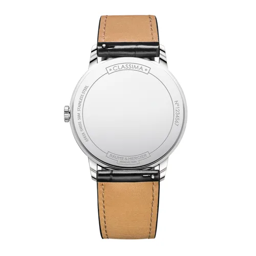Montre CLASSIMA Quartz 42mm, Bracelet veau noir motif alligator, Cadran blanc chiffres romains - BAUME & MERCIER