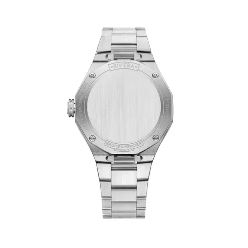 Montre RIVIERA Quartz 36mm lunette sertie diamants, Bracelet acier interchangeable, Cadran nacre blanche - BAUME & MERCIER