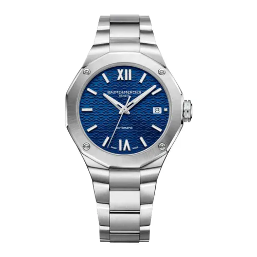 Montre RIVIERA Automatique 36mm Bracelet acier interchangeable, Cadran bleuu satiné soleil décoré - BAUME & MERCIER